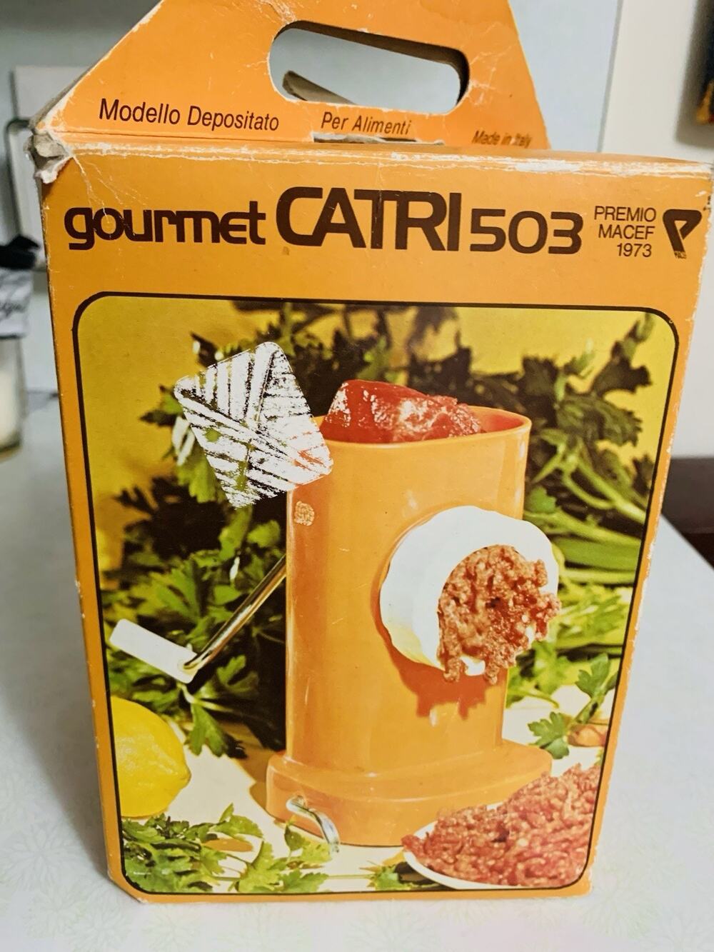 Gourmet Mincer Catri 503 Vintage Made in Italy Boxed 1973s Table Top Kitchen